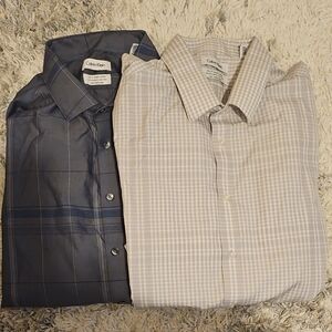 Calvin Klein Blue and Gray Dress Shirts, 18 Neck, 34-35 Sleeves